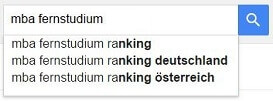 Googlesuche nach MBA Fernstudium Ranking