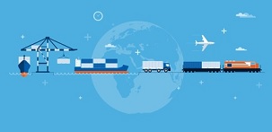 Schaubild zeigt die Transportmittel und Wege in der Logistik