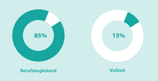 Schaubild zeigt die Verteilung von dualen und Vollzeitstudiengängen